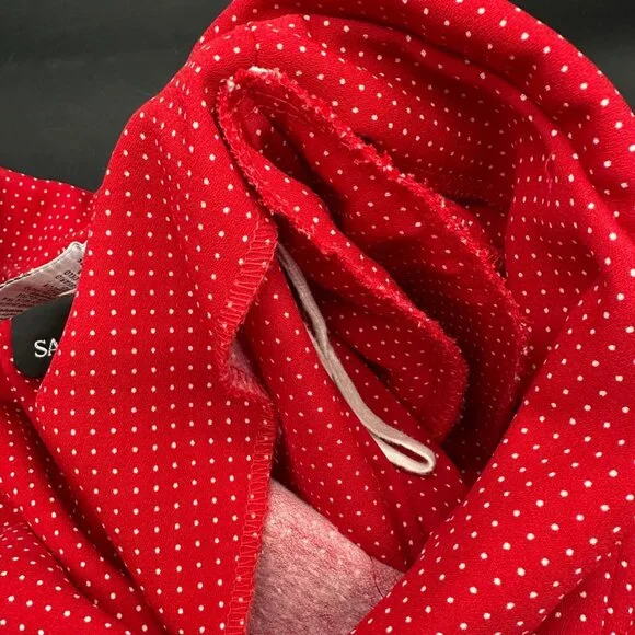 Vintage Dress Sag Harbor Red Polka Dot Short Sleeve Button Down Size 8 Business - Picture 6 of 8